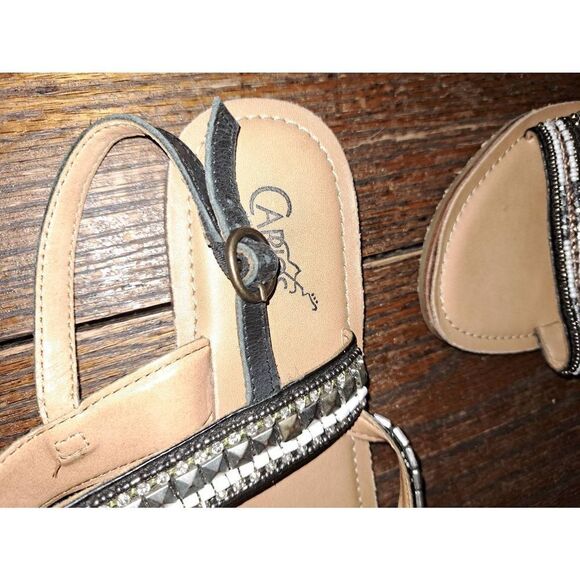 9 Carlos Santana Ankle Strap Embellished Beaded Rhinestone Leather Shoes Sandals - Picture 3 of 7
